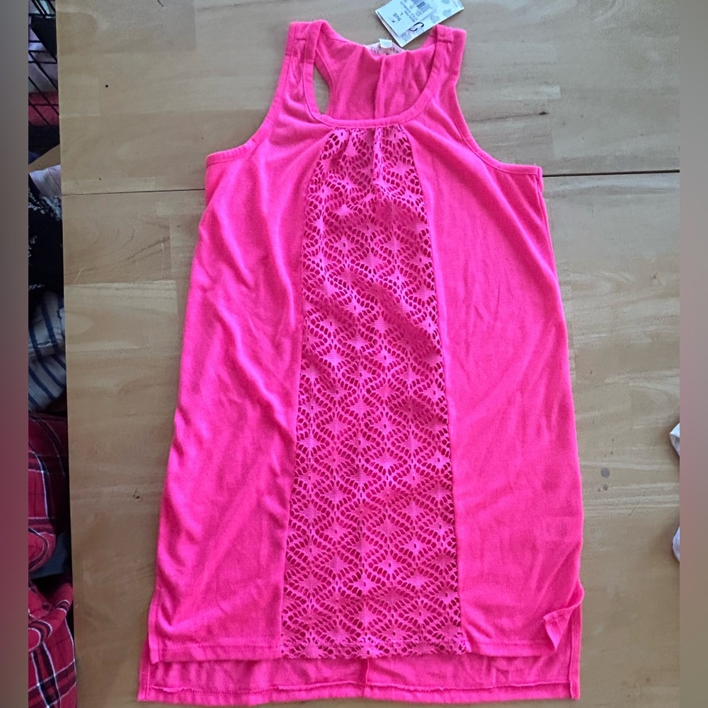Miken Swim Girls bright pink tank top